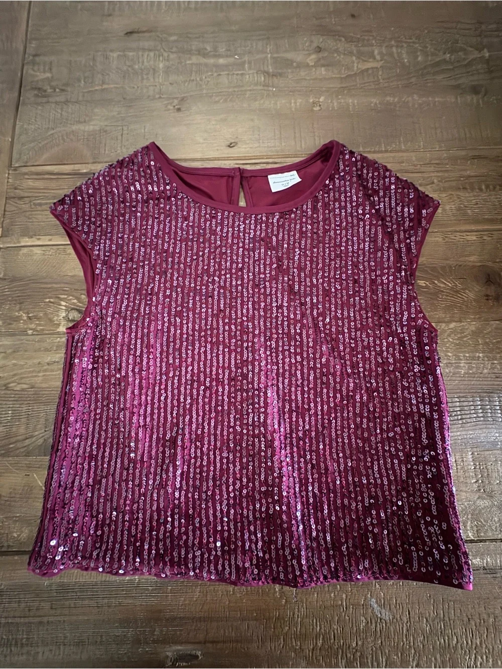 abercrombie kids deep magenta sequin top - Picture 1 of 2